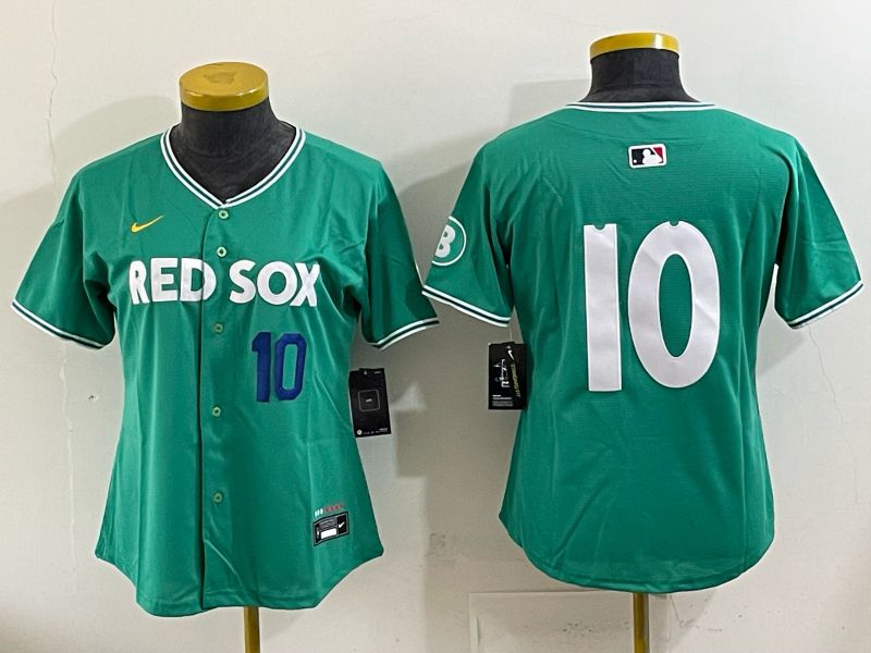 Women 2025 Boston Red Sox 10 No Name Drak Green Joint Name Nike MLB Jersey 010